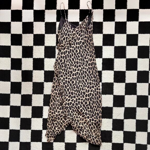 Vintage Silk Cheetah Giraffe Animal Print Maxi Dress Robbie Bee 16 - Picture 2 of 5